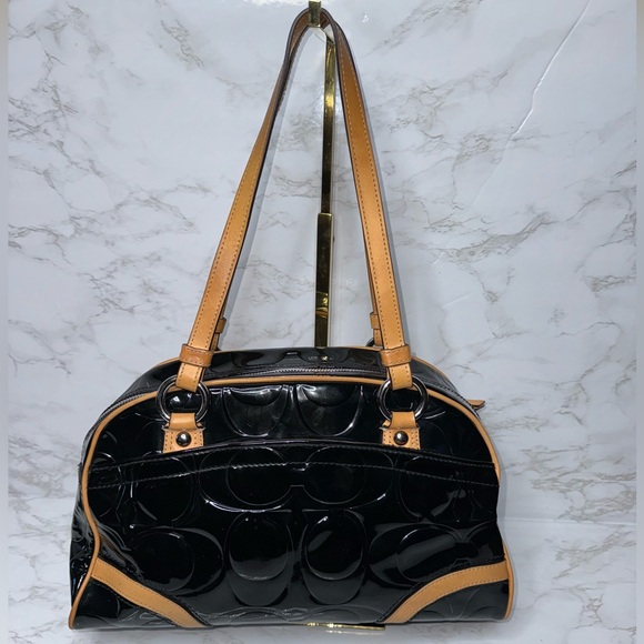 Coach Peyton Black Embossed Patent Leather with Leather trim #20065 - Picture 5 of 16